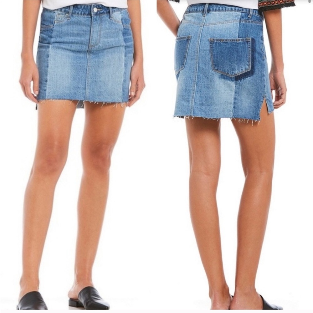 Gianni Bini Denim Becca Frayed Hem Skirt